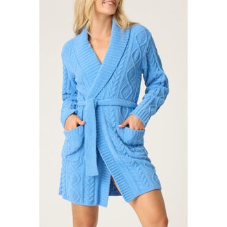 PJ Salvage Cozy Chenille Cable Knit Robe in Sea at Nordstrom Rack, Size X-Small