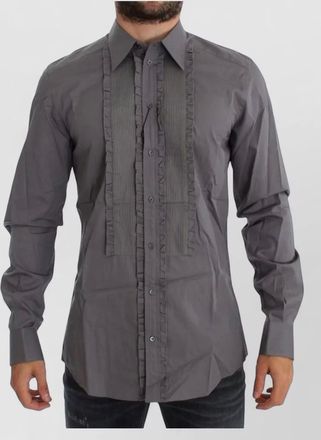 Dolce & Gabbana cotton slim-fit pinstriped pleated dress shirt