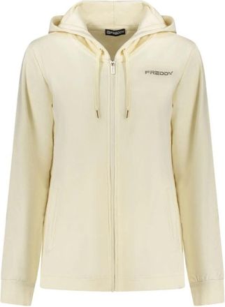 Freddy Bianco Katoenen Sweatshirt - Dames - Vesten met rits - Wit - XS - Katoen - Hoodies & sweatvesten