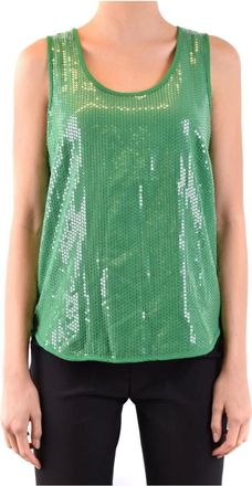 P.A.R.O.S.H. P.a.r.o.s.h., Tops, Dames, Groen, S, Polyester, Groene Paillet Tanktop Lente/Zomer