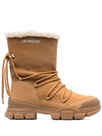 Love Moschino Leren veterlaarzen - Bruin