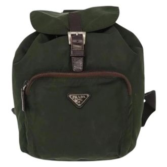 Prada Pre-owned Backpacks, female, Green, Size: ONE SIZE Pre-owned Nylon Backpack
