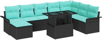 vidaXL Set Divano Da Giardino 9 Pz Nero Vidaxl