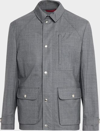 Brunello Cucinelli Men & apos;s Water-Resistant Wool Shirt Jacket