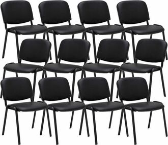 Clp Pack De 12 Sillas Confidente Ken En Simil Cuero Negro