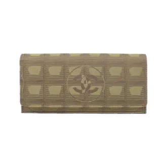 Chanel Green Khaki Nylon Long Wallet (Bi-Fold) (Pre-Owned)
