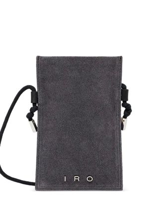 Iro drawstring phone bag - women - Linen/Flax/Cotton/Sheepskin - One Size - Black