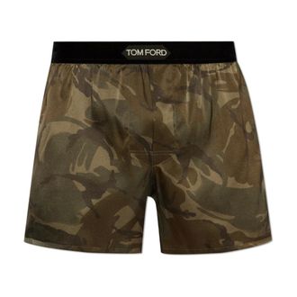Tom Ford Ondergoed, Heren, Groen, S, Satijn, Satijnen boxershorts met logo