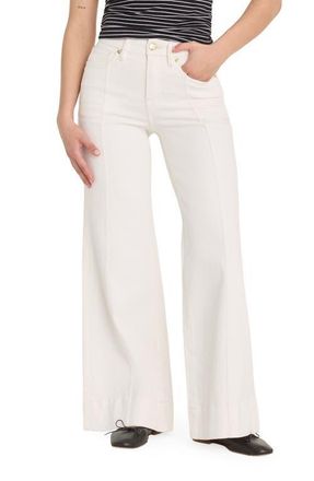 Good American Good Waist Patch Pocket High Waist Palazzo Jeans in Cotton White at Nordstrom, Size 00P