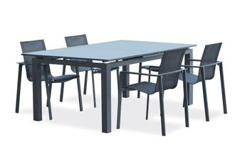 DCB Garden Conjunto de comedor de jard&iacute;n 4 plazas de aluminio