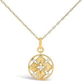 House of Brilliance 10K Yellow Gold 1/5 Cttw Diamond Openwork Medallion Pendant Necklace