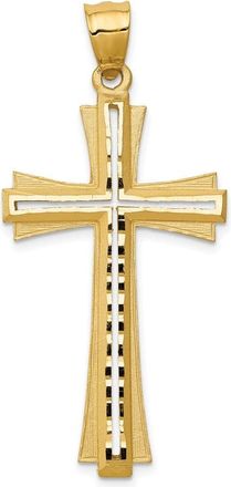 Diamond2Deal 14k Yellow Gold Diamond Cut Satin Cross Pendant