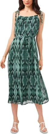 Vince Camuto Rainforest Texture Dress In Black/green