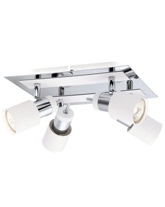 Eglo Eglo Davida 4 Light Ceiling Track Light With Chrome & White Finish & Cylinder Adjustable Lamp Heads