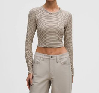 lululemon Hold Tight Cropped Long Sleeve In Brown Stripe