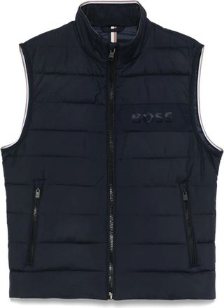 BOSS Gilet impermeabile con logo - Blu