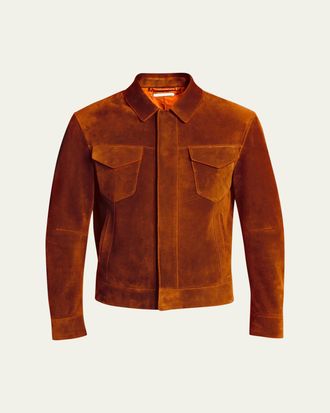 Tom Ford Mens Suede Snap-Front Western Jacket