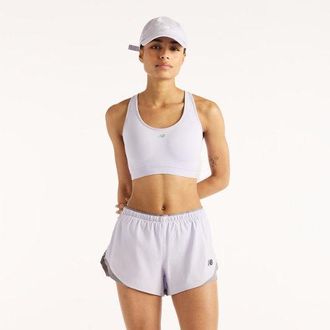 New Balance Donna NB Essential Run Bra in Viola, Maglia di Poliestere, Taglia M