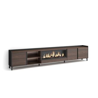Skraut Home Skraut Home - Mueble Tv, Televisi&oacute;n, Muebles De Sal&oacute;n, Almacenaje, 315x35x61cm, Para Tv Hasta 80, Chimenea El&eacute;ctrica Xxl, Dise&ntilde;o Industrial, Led, Esti
