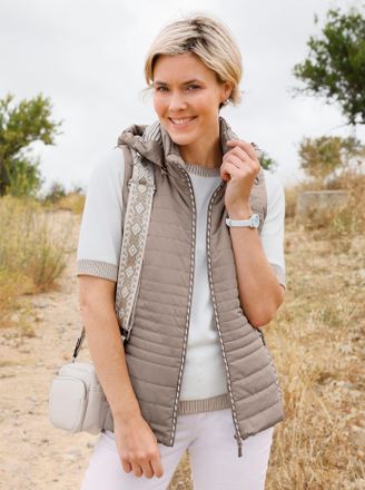 Casual Looks Steppweste CASUAL LOOKS, Damen, Gr. 36, taupe, 100% Polyester, Wattierung:100% Polyester, unifarben, Westen Steppweste