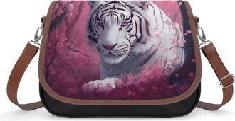 Generic White Tiger Cherry Tree Blossoming Small Womens Crossbody Bags Shoulder Handbag with Adjustable Strap for Travel