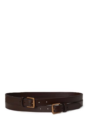 Ralph Lauren Rich Chestnut Brown Double Buckle Wide Belt