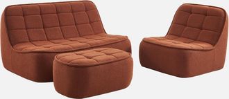 Sweeek Sof&aacute; Envasado Al Vac&iacute;o Modular De Borreguito Texturizado Con Reposapi&eacute;s, 3 Plazas