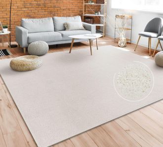 Paco Home Paco Home - Alfombra Sal&oacute;n Color Liso Discreta Moderna Pelo Corto Varios Colores Y Tama&ntilde;os 160x220 Cm, Crema
