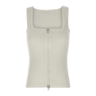 Courr&egrave;ges 90s Ribbed Tank - Tops - Mujer - Blanco - XS