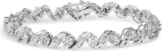 House of Brilliance 14K White Gold 2.00 Cttw Diamond Cluster and Spiral Link Bracelet (I-J Color, I1-I2 Clarity) - 7