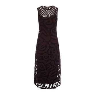 Pinko Knitted Dresses, female, Brown, Size: XS Bufera Crochet Geometric Dress
