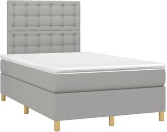 vidaXL Cama Box Spring Con Colch&oacute;n Y Led Tela Gris Claro 120x190 Cm Vidaxl