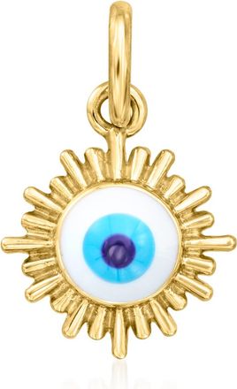 RS Pure by Ross-Simons Multicolored Enamel Evil Eye Charm in 14kt Yellow Gold