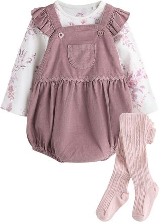 Next Corduroy Long Sleeve Bodysuit, Romper & Socks Set in Pink at Nordstrom, Size 12-18M