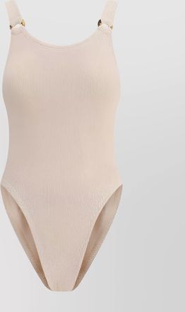 Hunza G crinkle v-neck one-piece swimsuit