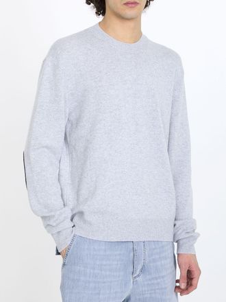 Bottega Veneta Mens Crew-neck Cashmere Sweater - Light Grey Sheepskin - Size Small