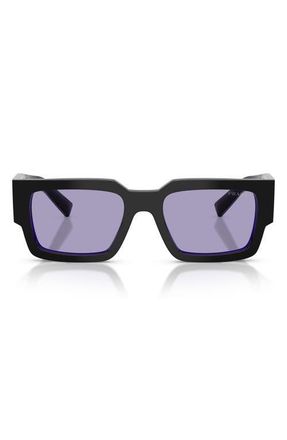 Prada 55mm Rectangular Sunglasses in Black/Purple /Violet at Nordstrom