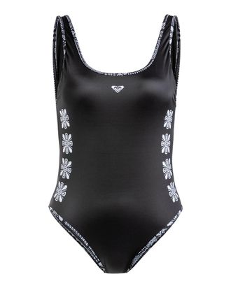 Roxy Badeanzug ROXY Mineral, Damen, Gr. XS, grau (anthrazit morockin vibes swim), Recycling-Polyester, Badeanz&uuml;ge Badeanzug
