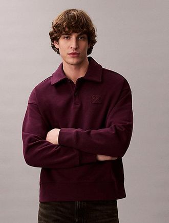 Calvin Klein Heavy Jersey Logo Long Sleeve Polo Shirt