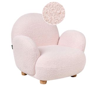 Beliani Sill&oacute;n Infantil Silla Tapizada De Boucl&eacute; Para Ni&ntilde;os Patas De Madera Rosa Pastel Hem