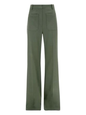 Victoria Beckham pocket-detail wide-leg trousers - women - Polyester/Virgin Wool/Elastane - 6 - Green