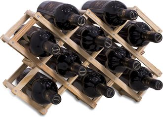 OEM Botellero Apilable De Madera Con Capacidad Para 10 Botellas, 45 X 12,5 X 31 Cm, Estante De Troncos En Forma De Rombo, Botellero Artesanal De 3 Niveles