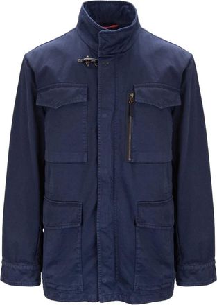 Fay Light Jackets, male, Blue, Size: XL High-collar Jacket