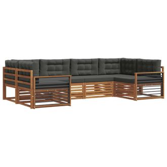 vidaXL Conjunto De Sof&aacute;s De Exterior 6 Pcs Natural Y Antracita Vidaxl