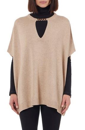 Bruno Magli Wool & Cashmere Blend Chain Trim Knit Capelet Top in Camel at Nordstrom Rack