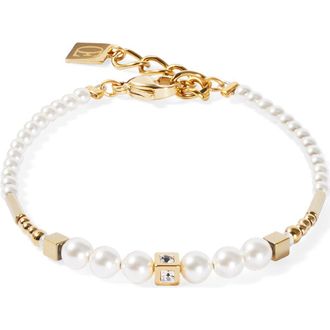 Coeur de Lion Shimmering Princess Gold Bracelet in Pearl - White at Nordstrom, Size 8.25