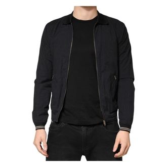 Dolce & Gabbana Bomber Jackets, male, Blue, Size: XS Cotton Full Zip Bomber