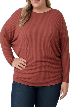 Standards & Practices Batwing Sleeve Rib Top in Coral at Nordstrom, Size 2X