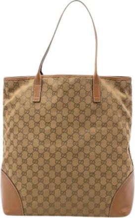 Gucci Pre-owned Tote Bags, female, Brown, Size: ONE SIZE Pre-owned Canvas Tote