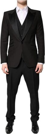 Dolce & Gabbana Luxe Formeel 3-Delig Pak met Vest - Heren - Business pakken - Zwart - XL - Wol - Kostuums